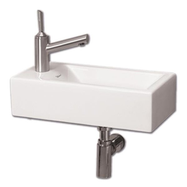 Whitehaus Collection Whitehaus Collection Alfi Trade WH1-114L 19.75 in. Isabella wall mount basin with center drain- White WH1-114L